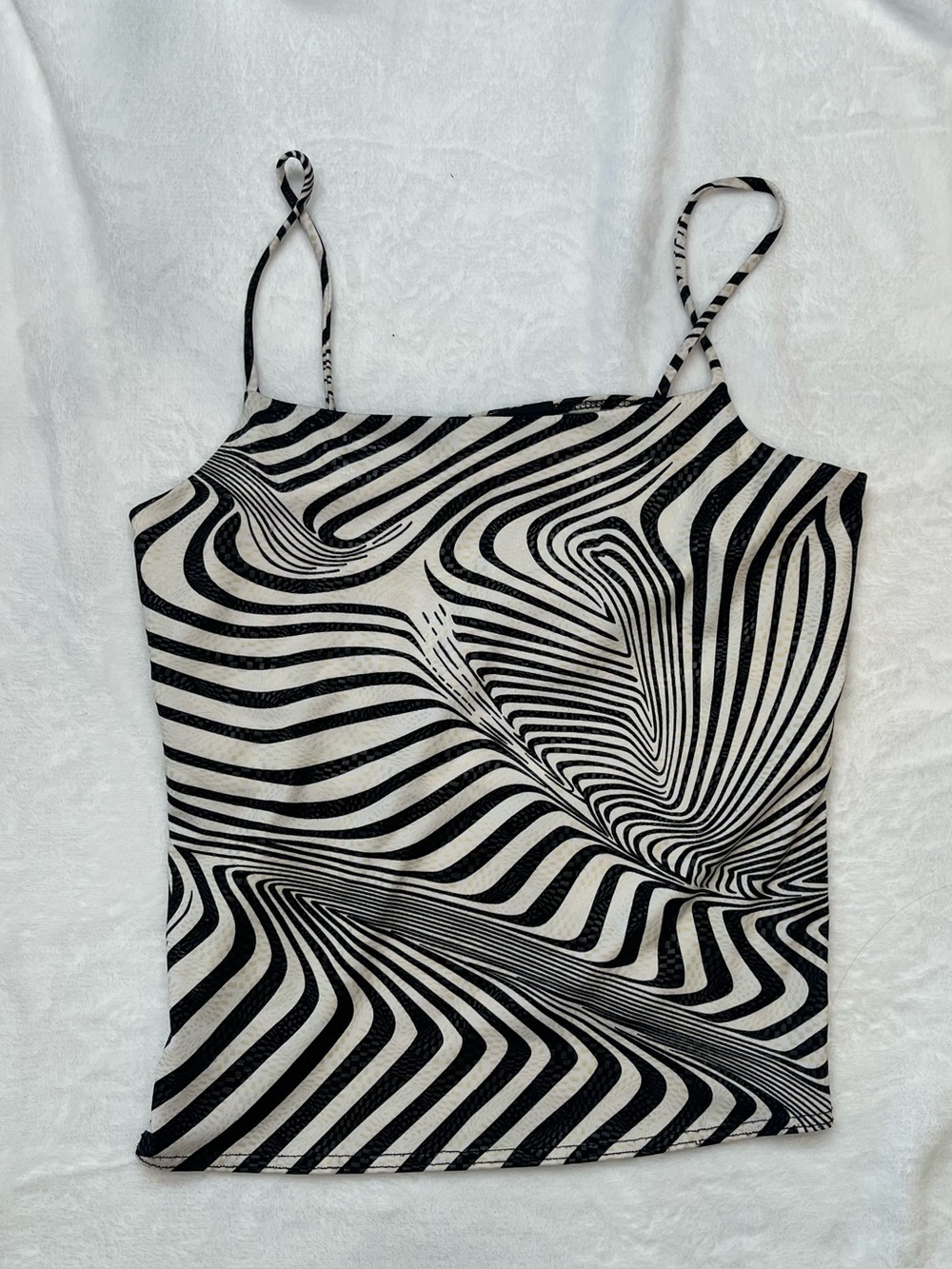 90s Y2K Vintage Top Medium Black White Pattern Open Back Cyber Fairy Rave Club